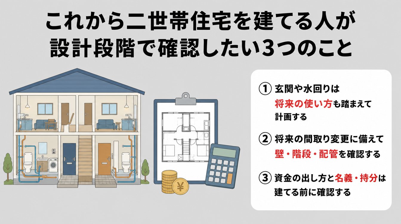 これから二世帯住宅を建てる人が設計段階で確認したい3つのこと