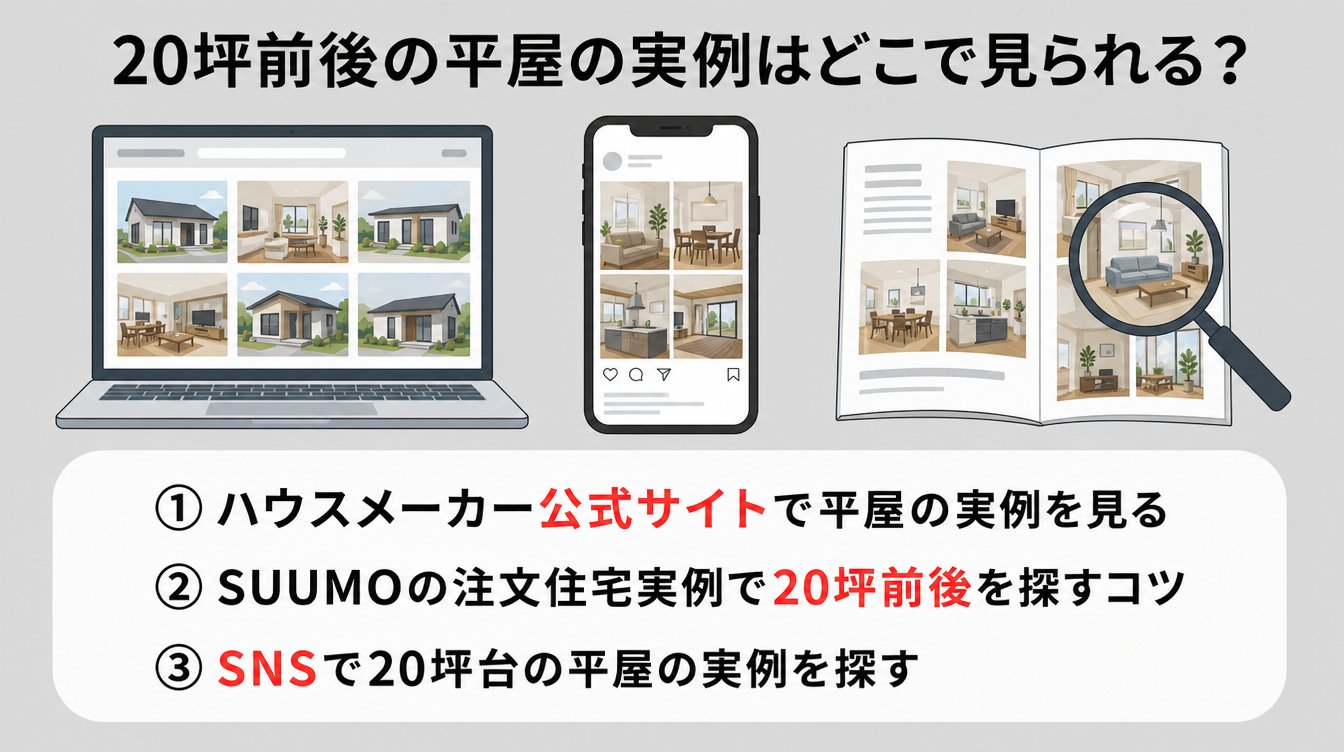20坪前後の平屋の実例はどこで見られる？