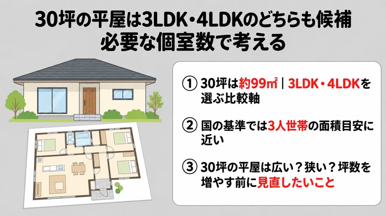 30坪の平屋は3LDK・4LDKのどちらも候補｜必要な個室数で考える