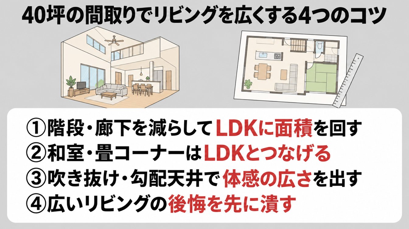 40坪の間取りでリビングを広くする4つのコツ