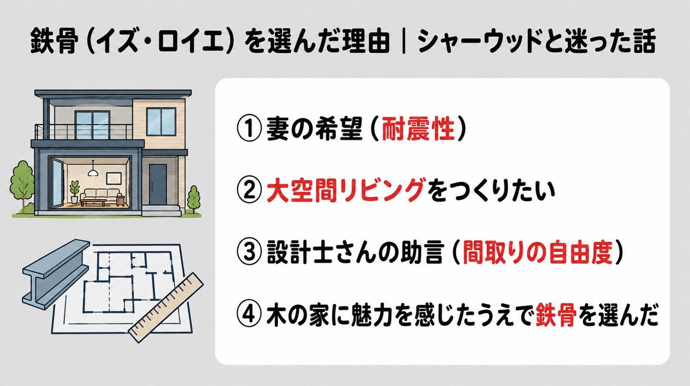 【体験談】わが家がイズ・ロイエ（鉄骨）を選んだ理由｜シャーウッドと迷った話