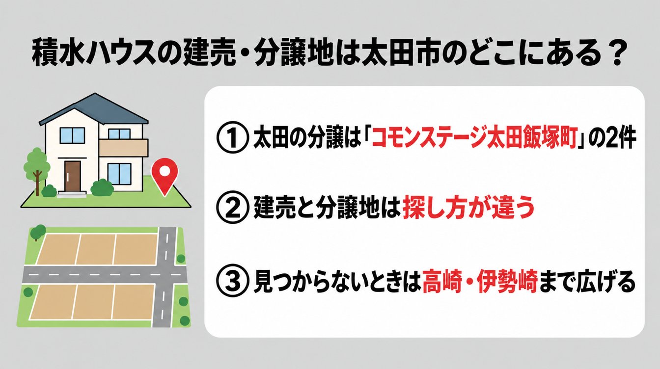 積水ハウスの建売・分譲地は太田市のどこにある?