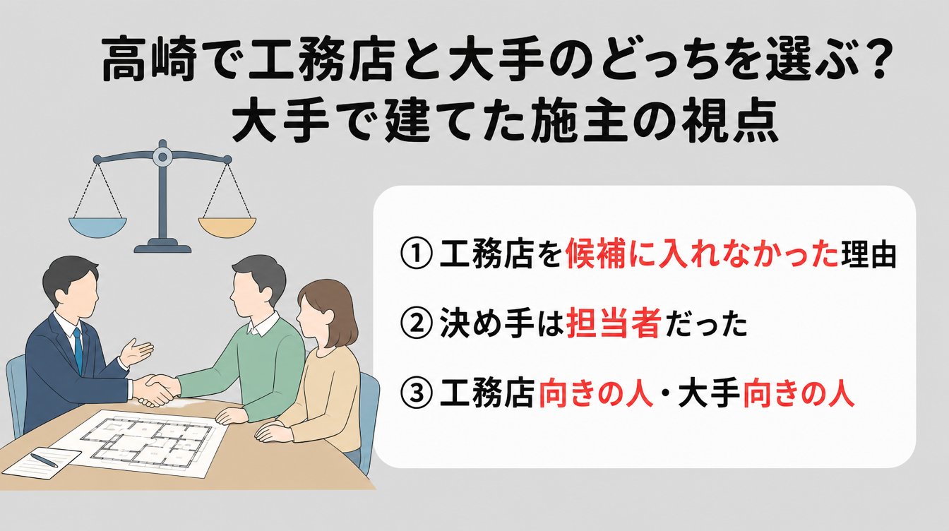 高崎で工務店と大手のどっちを選ぶ?大手で建てた施主の視点