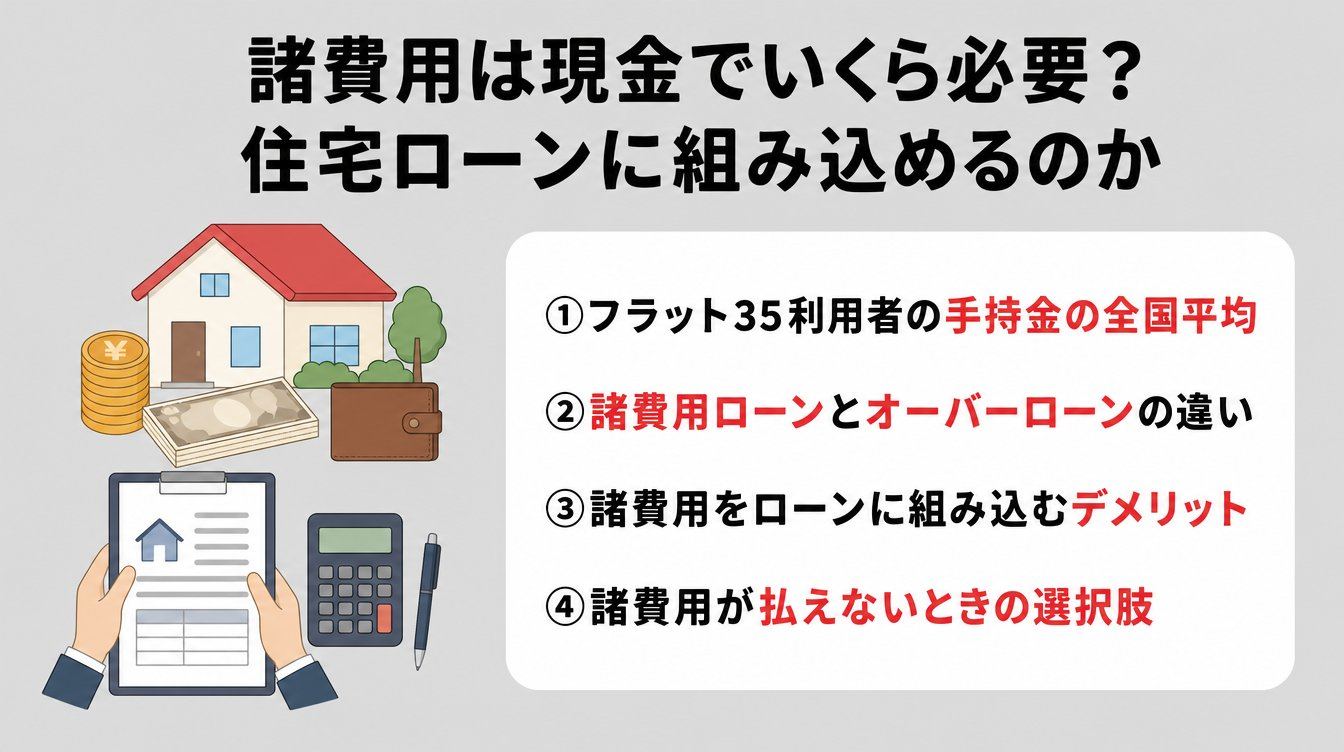 諸費用は現金でいくら必要?住宅ローンに組み込めるのか