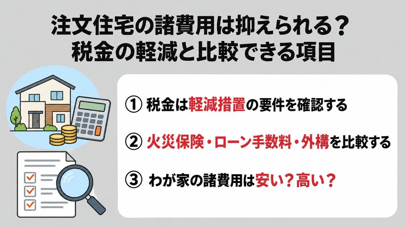 注文住宅の諸費用は抑えられる?税金の軽減と比較できる項目