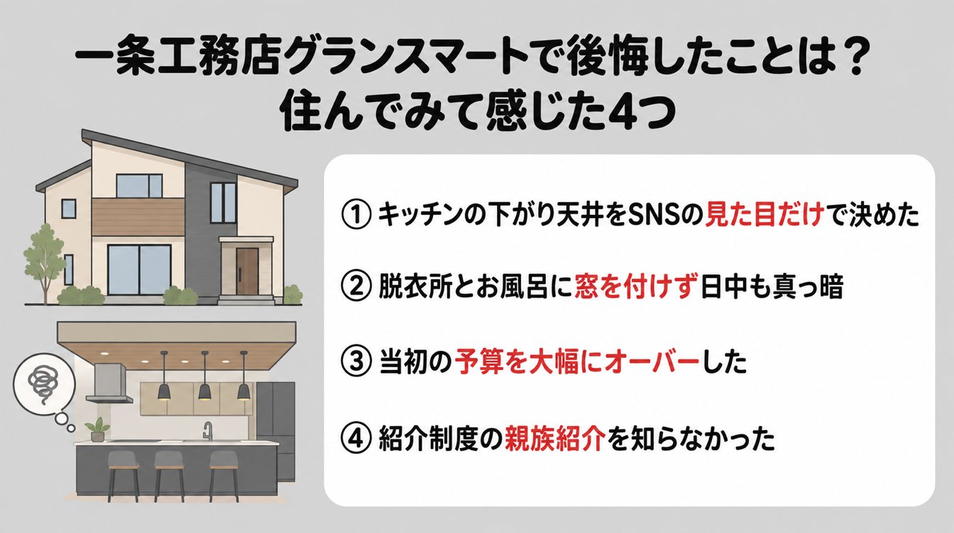 一条工務店グランスマートで後悔したことは?住んでみて感じた4つ