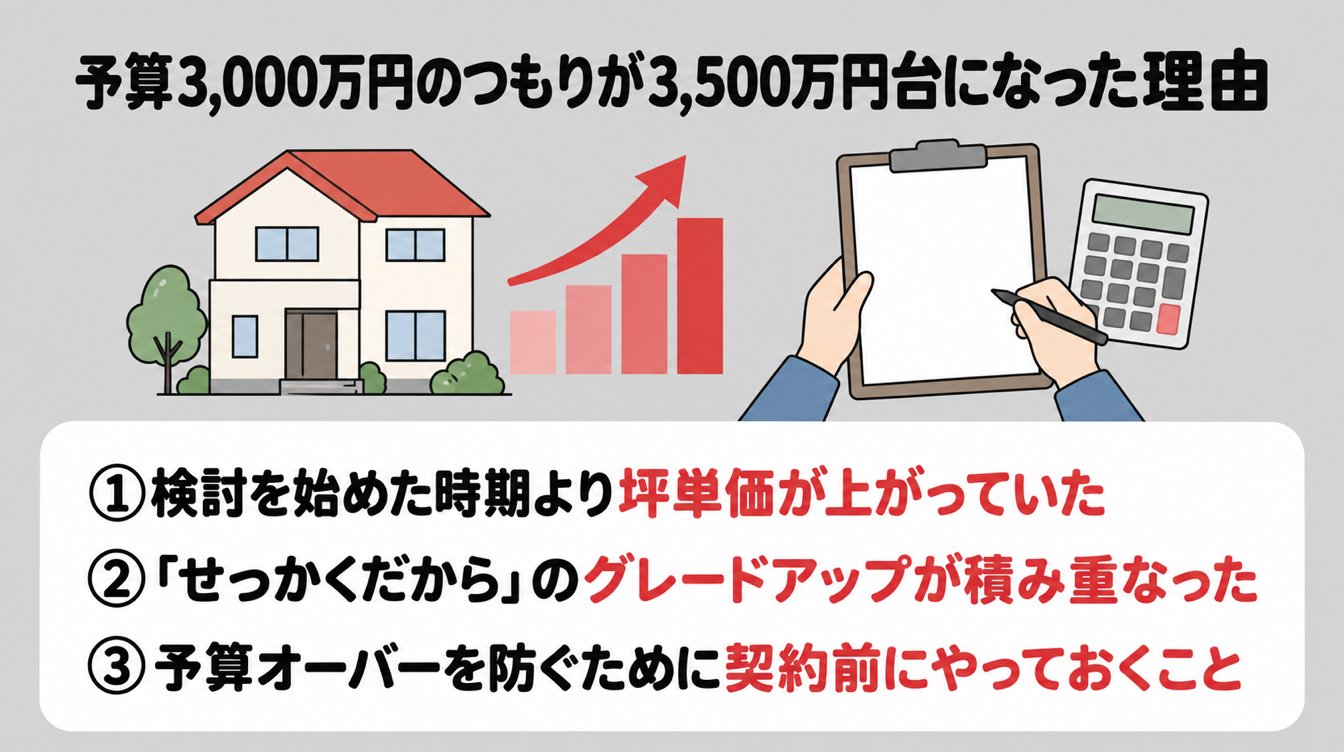 予算3,000万円のつもりが3,500万円台になった理由
