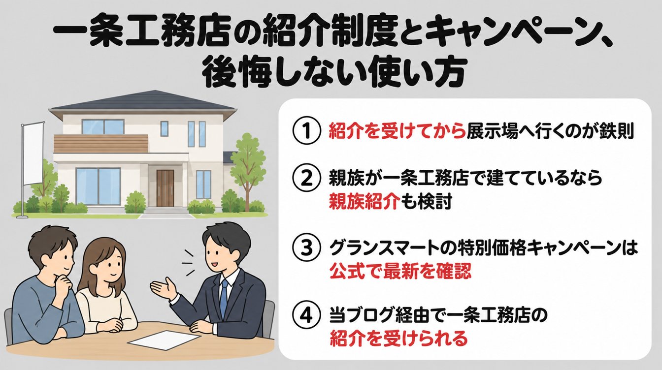 一条工務店の紹介制度とキャンペーン、後悔しない使い方