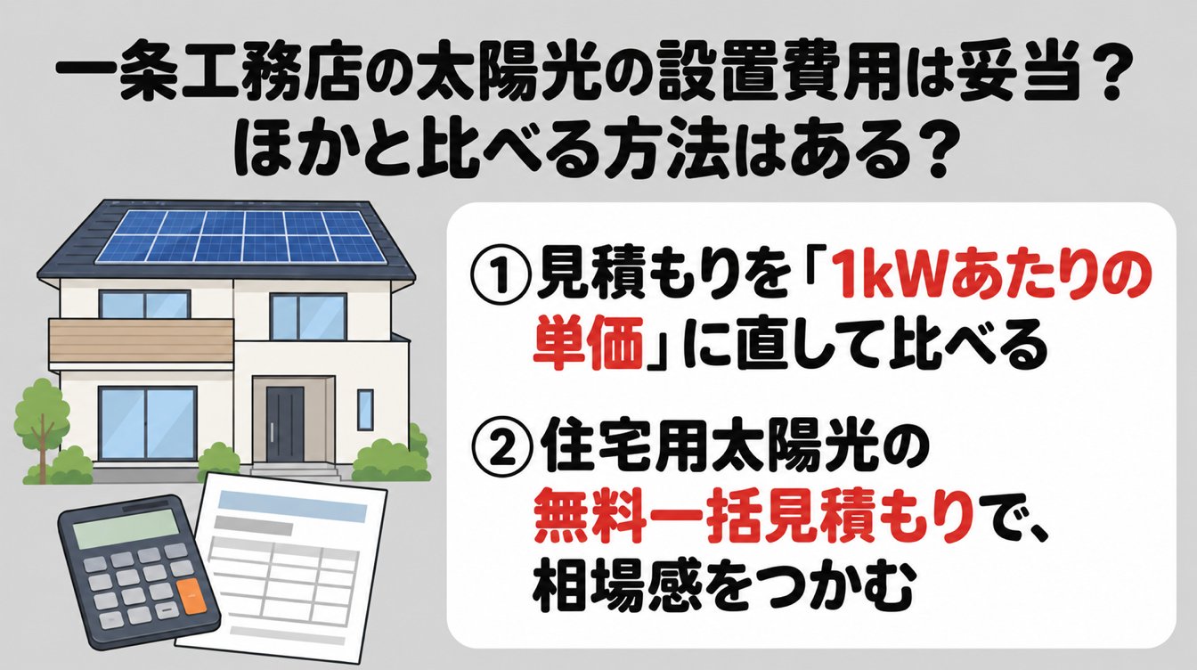 一条工務店の太陽光の設置費用は妥当?ほかと比べる方法はある?