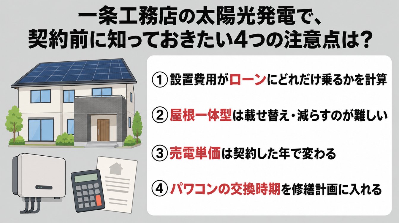 一条工務店の太陽光発電で、契約前に知っておきたい4つの注意点は?