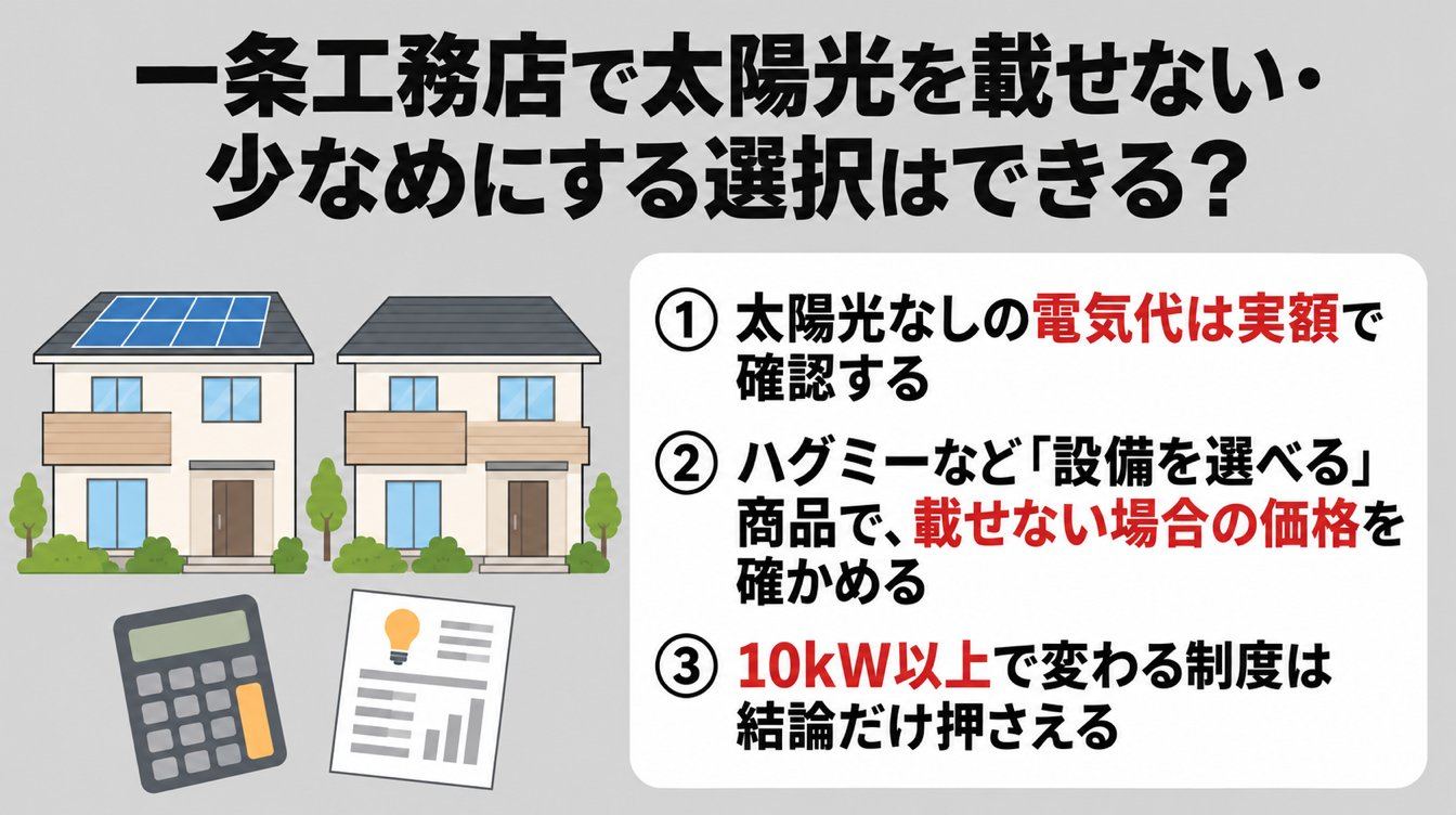 一条工務店で太陽光を載せない・少なめにする選択はできる?