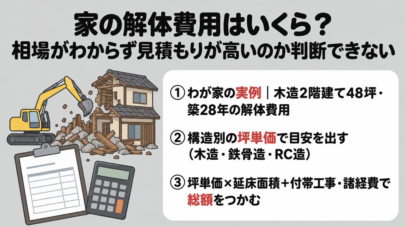 家の解体費用はいくら？相場がわからず見積もりが高いのか判断できない