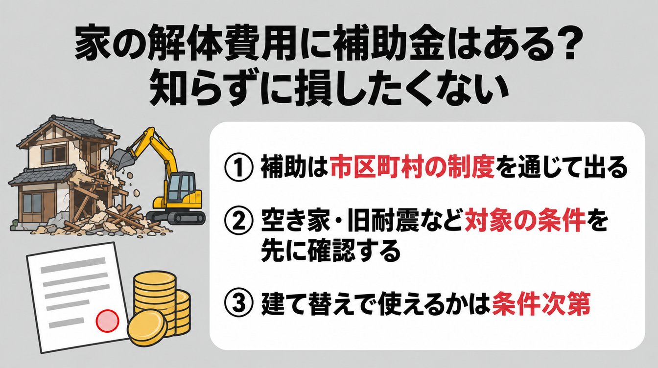 家の解体費用に補助金はある？知らずに損したくない