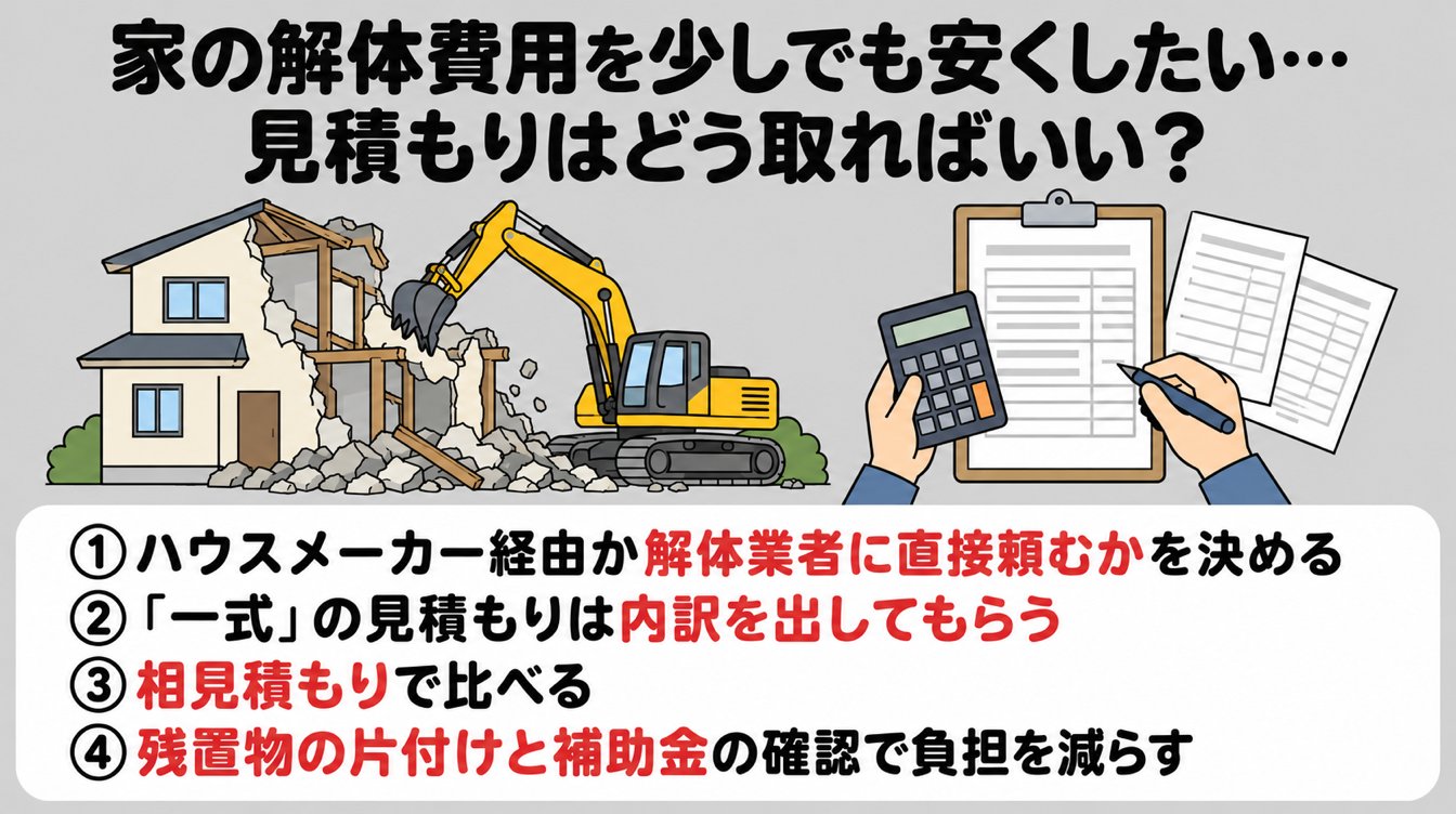 家の解体費用を少しでも安くしたい…見積もりはどう取ればいい？