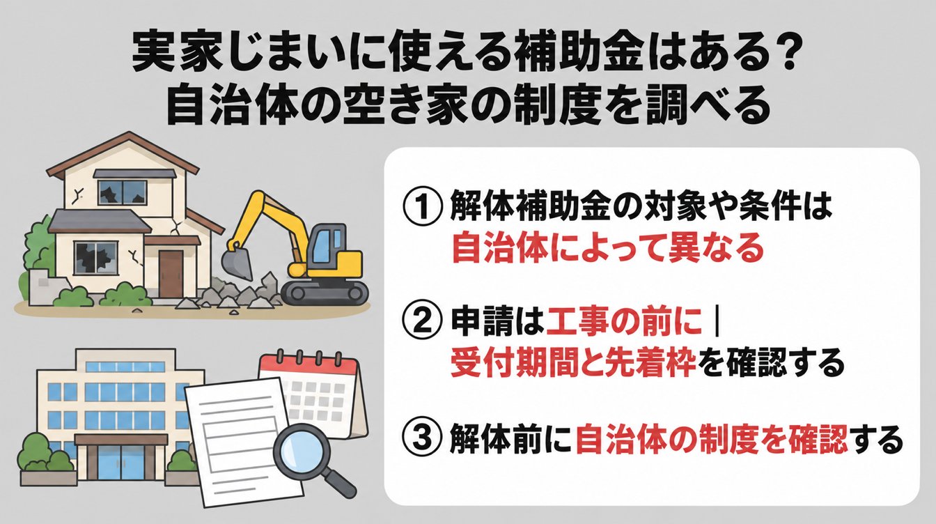 実家じまいに使える補助金はある？自治体の空き家の制度を調べる