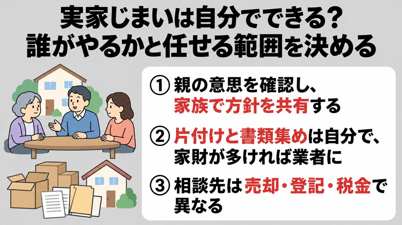 実家じまいは自分でできる？誰がやるかと任せる範囲を決める