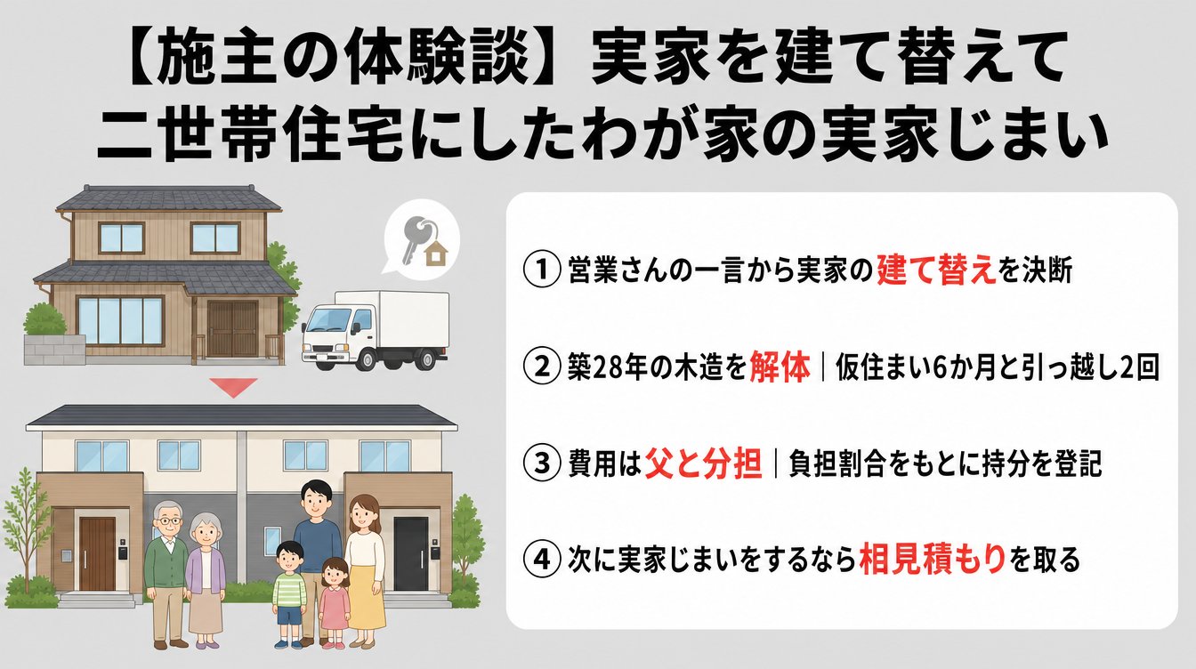【施主の体験談】実家を建て替えて二世帯住宅にしたわが家の実家じまい