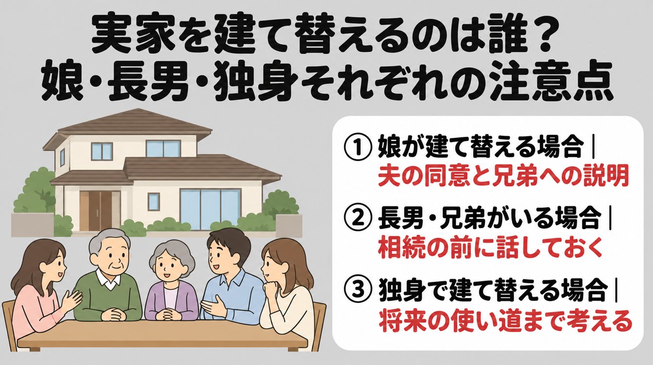 実家を建て替えるのは誰？娘・長男・独身それぞれの注意点
