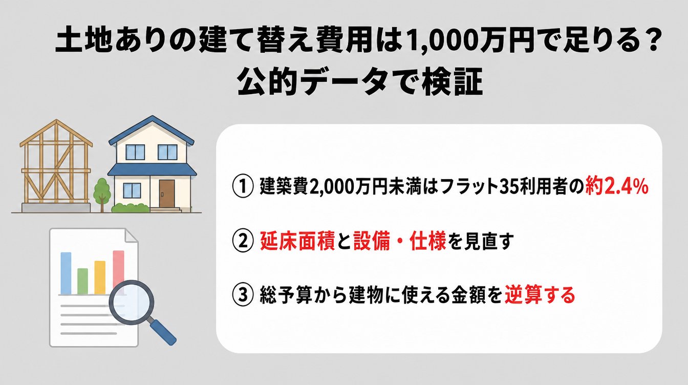 土地ありの建て替え費用は1,000万円で足りる？公的データで検証