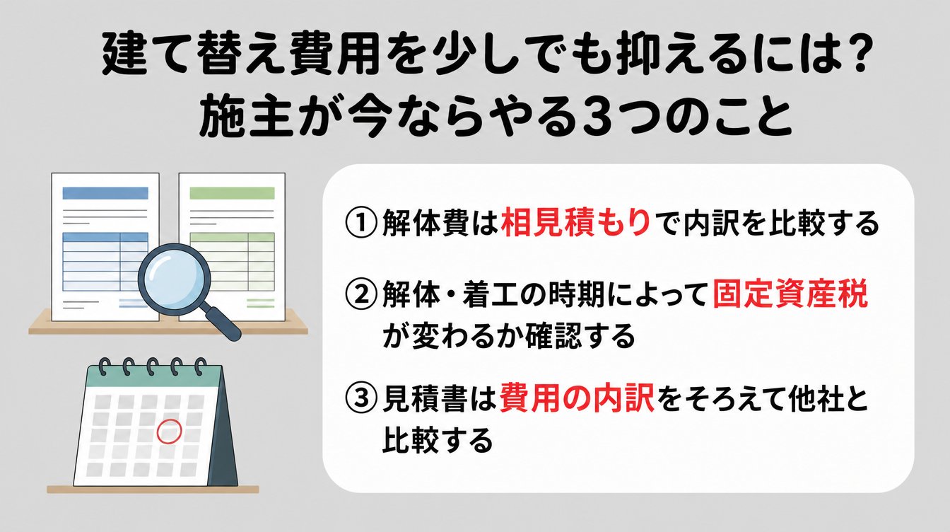 建て替え費用を少しでも抑えるには？施主が今ならやる3つのこと